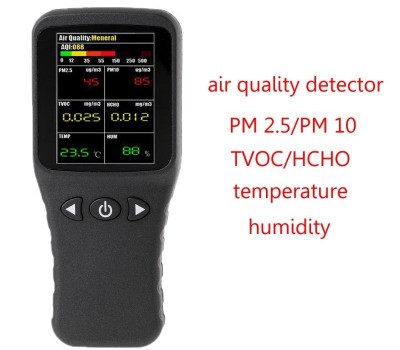 6in1 Air Quality Detector PM2.5 PM10 TVOC HCHO Formaldehyde Humidity Temperature